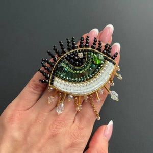 Broche mauvais oeil, broche oeil pour femme, cadeau pour elle, broches pour femme, épingle oeil vert, broche de perles, broche de vacances, broche globe oculaire