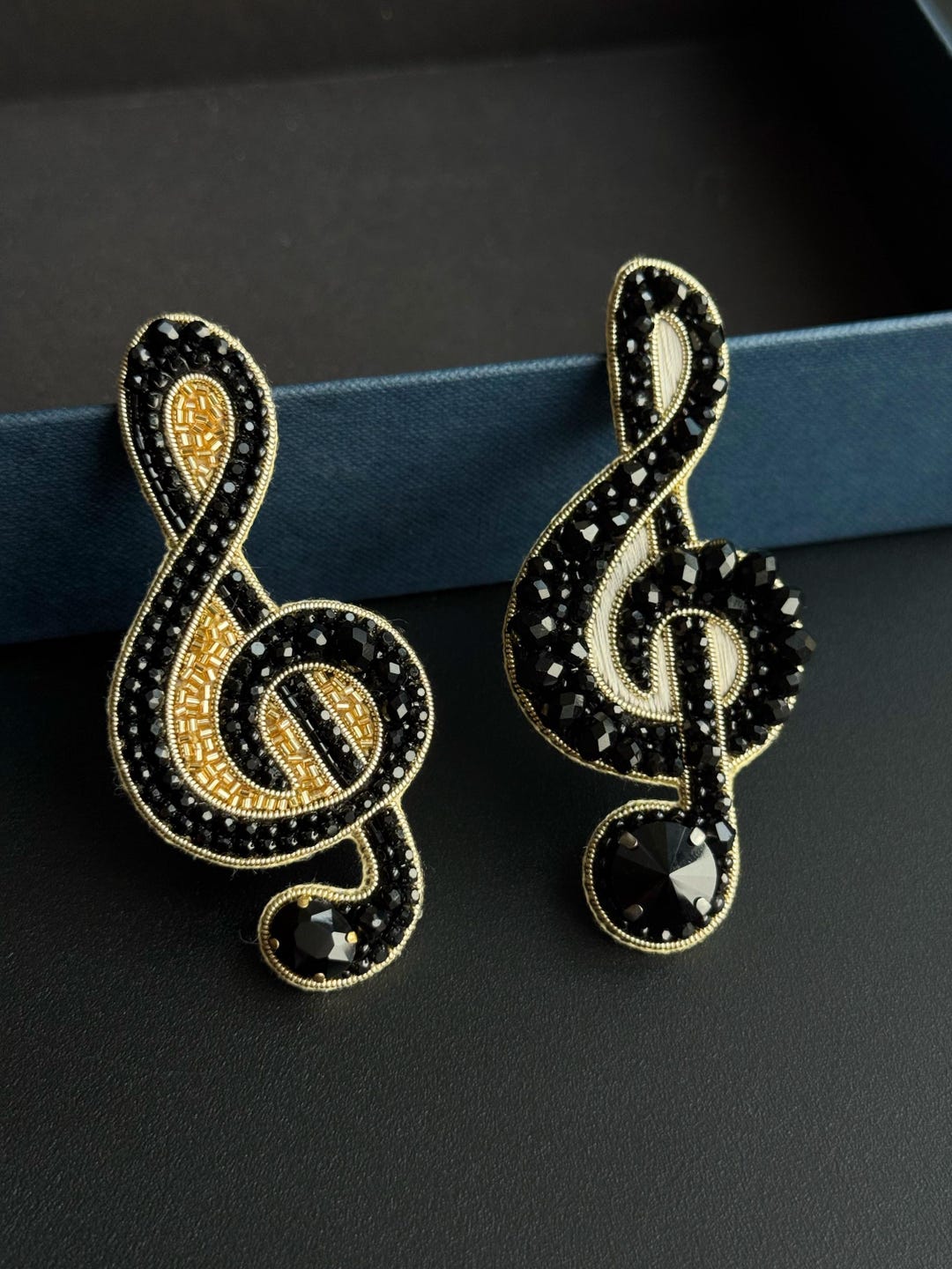 Treble Clef Brooch, Music Note Brooch, Black Gold Violin Clef Pin ...