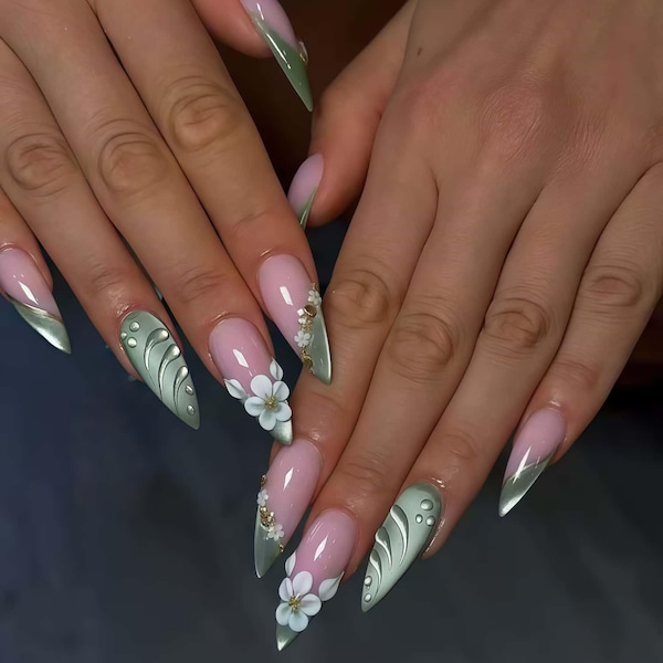 Cat's Eye nails,Custom Hand painted Acrylic Nails, 3D Press On Nail, Butterfly Nails,Diamond French Press On Nails,Ombre Nail Art,Girl gift
