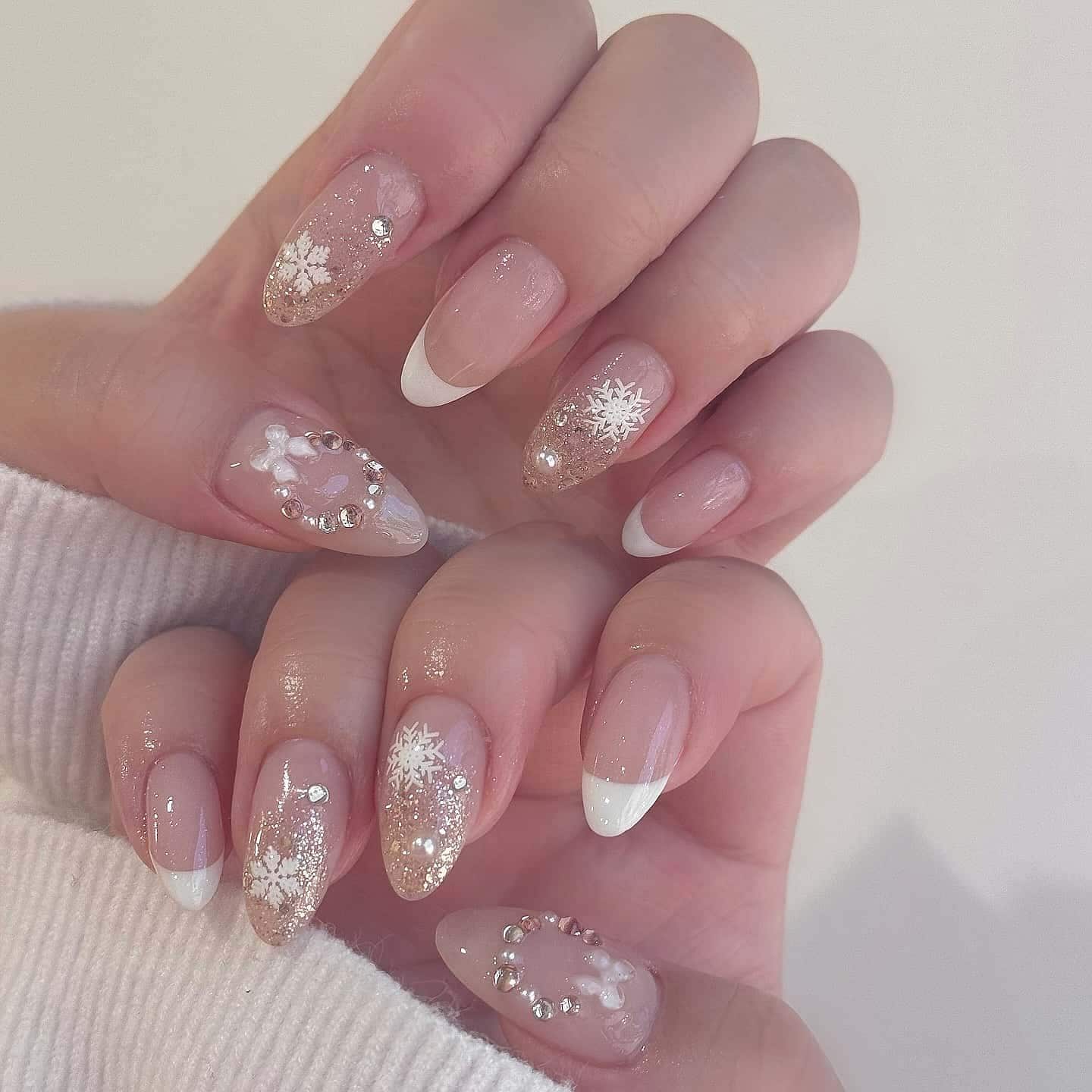 Weding nails,Custom Hand painted Acrylic nails, Bow flower nails, 3D Press On Nail,French Press On Nails,Nail Art,Girl gift,Christmas