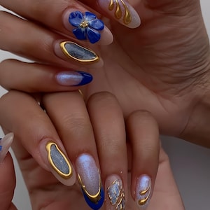 Unghie da sposa, unghie acriliche personalizzate dipinte a mano, unghie floreali, unghie pressate 3D, unghie floreali, unghie pressate a fiori, nail art con effetto ombre, regalo per ragazze