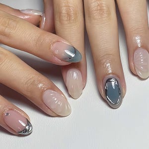Dreamy 3D Unique hand print Nail for Summer Almond Press On Nail, Custom Design Nail Art,Flase Nail Birthday Holiday Vacation Nail,Gift