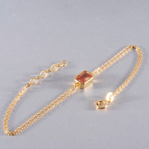Citrine 14K Solid Gold Bracelet, Stunning Citrine Rectangle , November Birthstone Gift for Christmas and Special Occasions,Baugette Bracelet