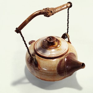 Stoneware Teapot - large, functional stoneware teapot with chestnut branch handle