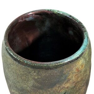 Small raku X vase at 6 tall x 3.5 wide is alive with colors and textures image 6