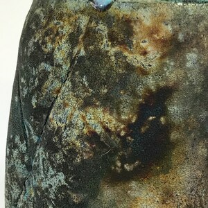 Small raku X vase at 6 tall x 3.5 wide is alive with colors and textures image 3