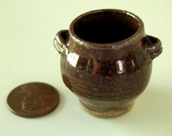 Miniature (1/5th scale) two handled ceramic pot