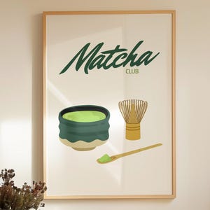 Matcha Kunstdruck: Minimalistische Grüntee Küche Deko (Digitaler Download)
