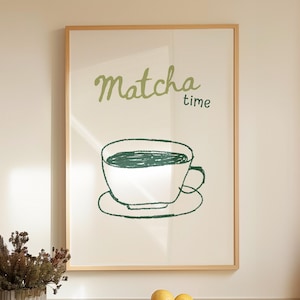 Matcha Kunstdruck: Minimalistische Grüntee Küche Deko (Digitaler Download)