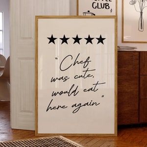 Chef Was Cute Art Print Leuke kookkunst Keuken Decor Wall Art Black Chef Art Print Digitale download