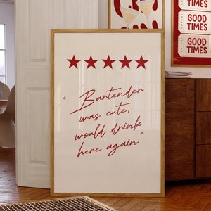 Bartender Was Cute Wall Art, Zabawny prezent dla barmana, Modny wystrój baru koktajlowego, Plakat do wózka barowego, Pobieranie cyfrowe