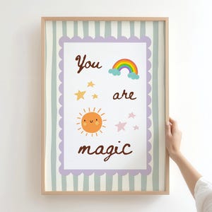 You Are Magic Art Print: Rainbow Sun, Kids Room Decor (Digital Download)
