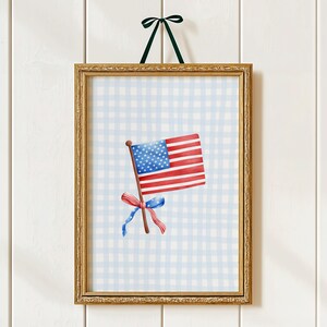 American Flag Art Print, Patriotic Wall Decor, 4th of July Decor, Farmhouse Summer Art, Digital Download