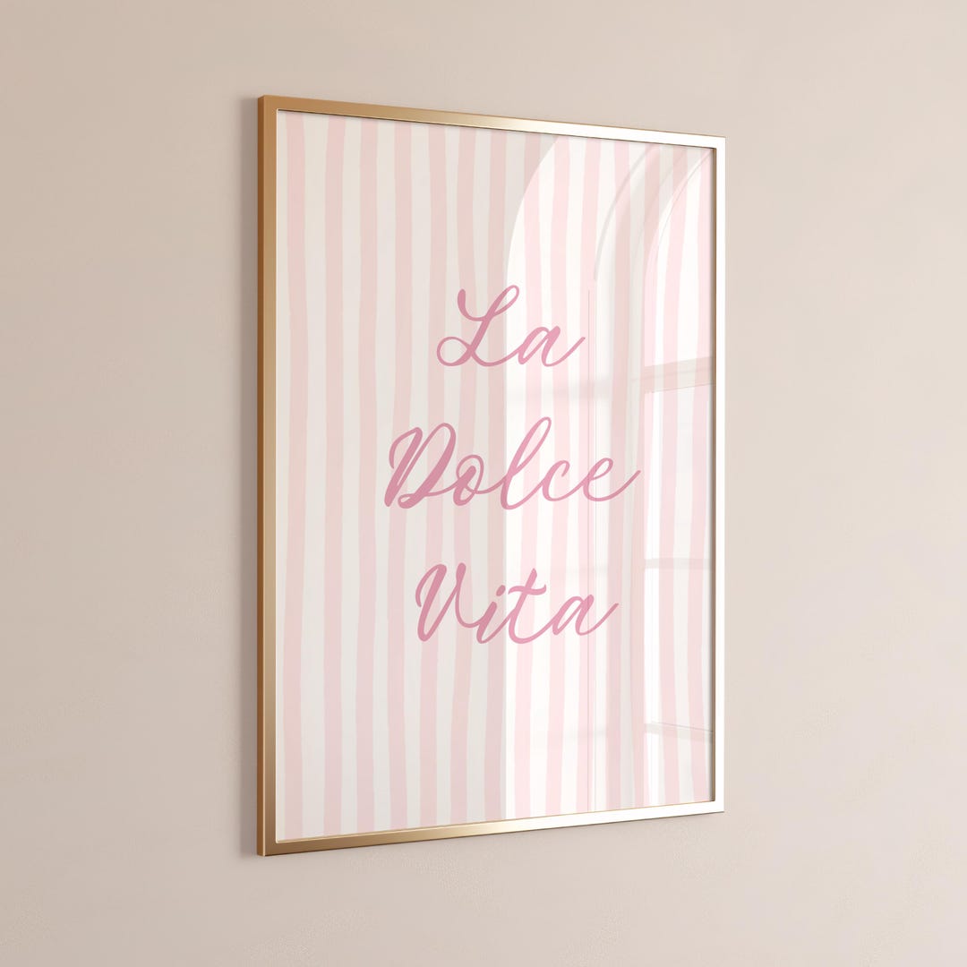 La Dolce Vita Print: Pink Stripe Coastal Italian Art (digital