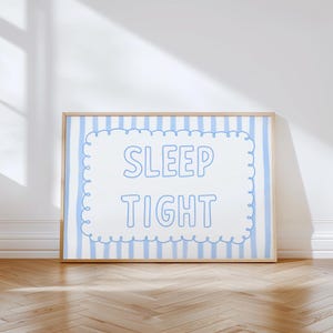 Bedroom art print, sleep tight print horizontal, above the bed print, goodnight Wall Art, bedroom decor, trendy wall art, hand drawn