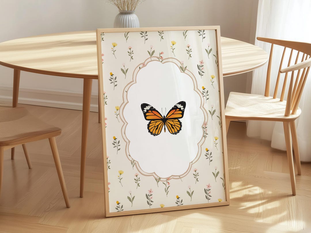 Butterfly Cottagecore Wall Art Printable, Vintage Floral Butterfly ...