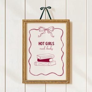 Impresión de chicas calientes leyendo libros, arte de pared de moda, póster para amantes de los libros, decoración de lectura de arte femenino, descarga digital moderna de libros, decoración de habitación coqueta