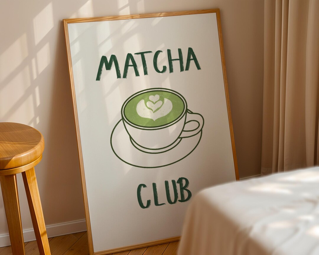 Matcha Art Print, Cute Kitchen Wall Art, Matcha Lover Art, Minimalist ...