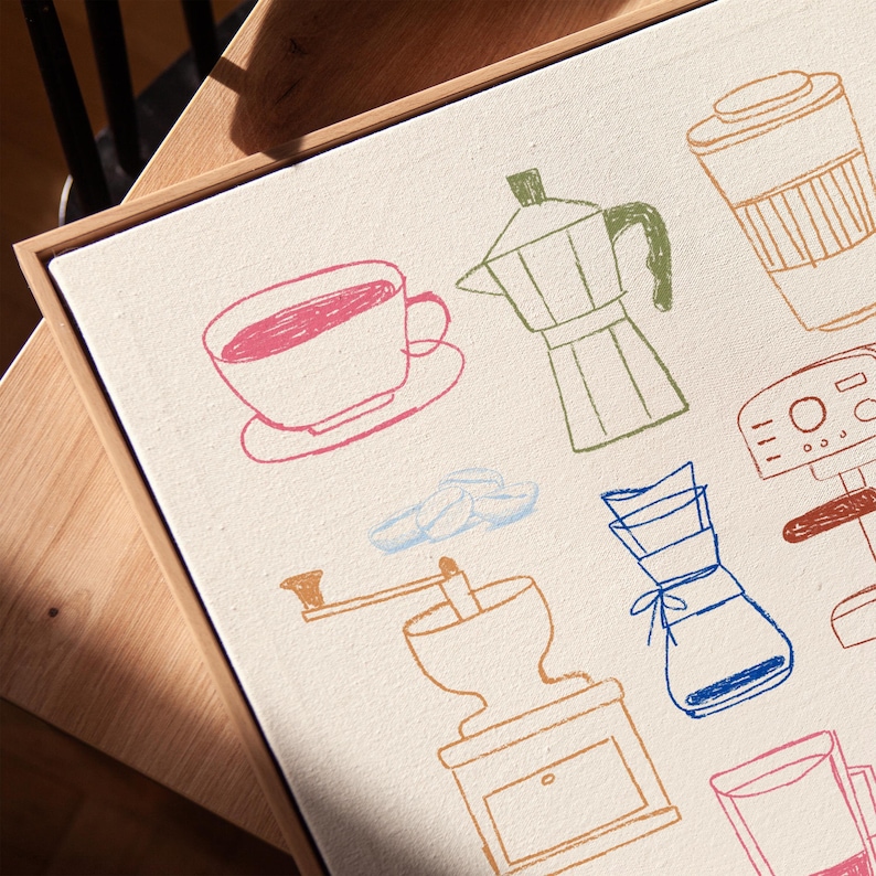 Coffee Art Print, Retro Cafe Lover Gift, Vintage Kitchen Wall Print, Digital Download image 2