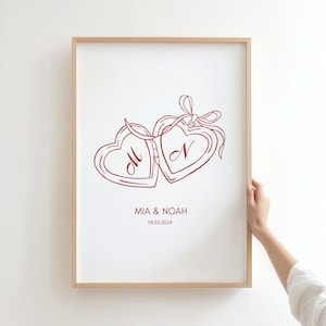 Custom Couples Prints, Wedding Gift, Anniversaries Gift,  Engagement Gift, Custom Initial Art Print, Couple Wall Art, Digital Download