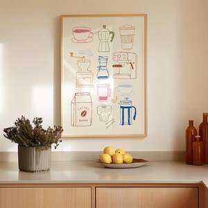 Coffee Art Print, Retro Cafe Lover Gift, Vintage Kitchen Wall Print, Digital Download image 4