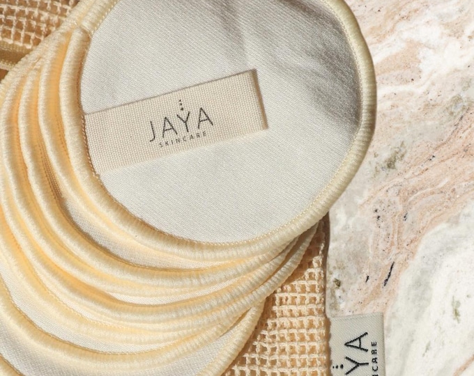 Reusable Bamboo + Cotton Rounds with Mesh Bag | 10 Double-Layered, Washable, Compostable Pads | Makeup Remover & Skincare Tool