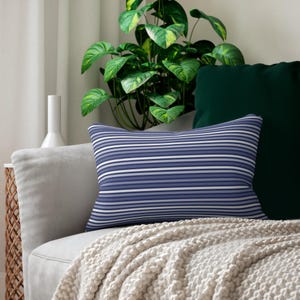 Nautical Striped Throw Pillow - Blue and White Decorative Cushion for Coastal Home Decor, Perfect Accent for Living Room, Bedroom, or Patio