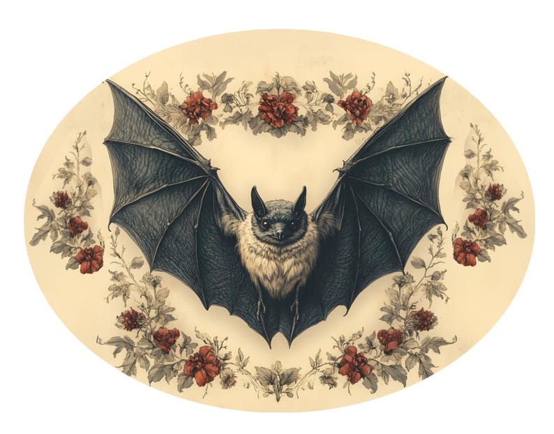 Gothic Bat and Roses Brooch: Victorian Silver Tone Pin - Etsy