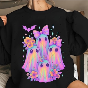 Preppy Floral Spooky Png, Iridescent Ghost PNG, Coquette Halloween, Preppy Halloween PNG, Girly Halloween Png, Cute Ghost Png, Pumpkin Png