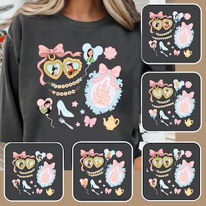 Watercolor Princess Coquette Bow Png Bundle, Glitter Cartoon Coquette Png, Magical Mirror Bow Png, Family Vacation Png,Princess Family Shirt
