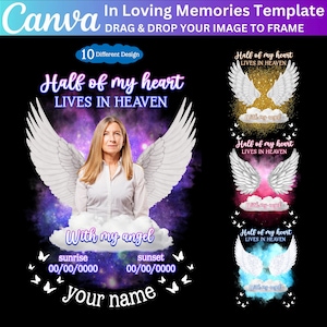 In Loving Memory Editable Canva Template Bundle, Funeral & Remembrance,Canva T-shirt Sublimation, Canva Memorial T-shirt, Heaven Angel Canva