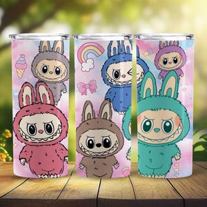 Funny Cartoon Character Wrap Design Png, Trending Pink Cartoon Character 20oz Skinny Tumbler PNG, Doll Cartoon 20oz Skinny Tumbler Wrap Png