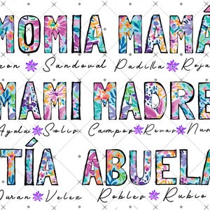 Bundle Madre Png, Preppy Floral Spanish Mama Png, Happy Mother&#39;s Day, Latina Mom Png, Floral Madre Png,Gif For Mom, Bright Doodle Png