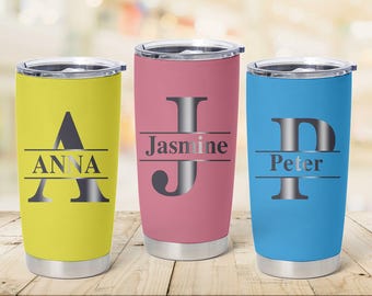 Personalized 20 oz Insulated Tumbler, Custom Name Stainless Steel Travel Mug