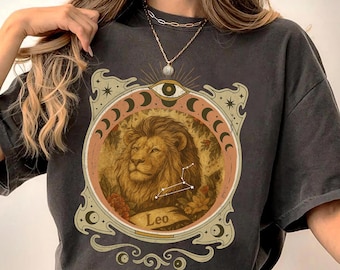 Retro Sternzeichen Löwe Baumwolle Tee - Vintage Astrologie Shirt