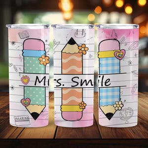 Personalized Teacher Life Tumbler Wrap Seamless Teacher Appreciation Design PNG, 20 oz Skinny Tumbler Wrap Teacher Tumbler PNG Download