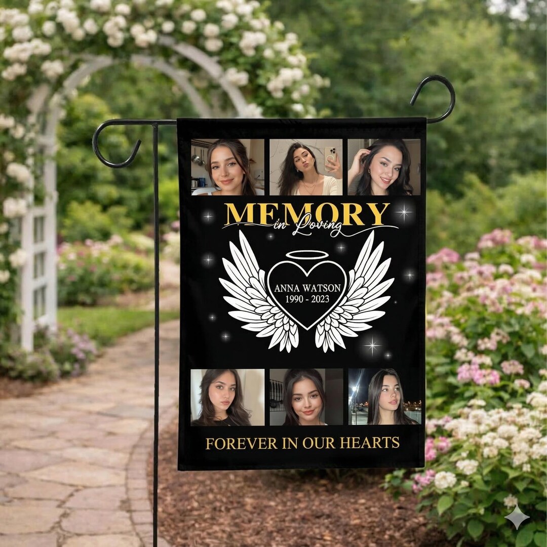 Personalized Memorial Photo Collage Flag, in Loving Memory Photo ...