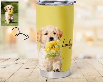 Custom Pet Photo Tumbler, Personalized Dog Lover Gift