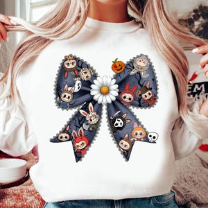 Monster Doll Halloween Bow Png Bundle, Cute Horror Movie Character Png, Doll Cartoon Halloween Png, Kawaii Cartoon Halloween Shirt Design