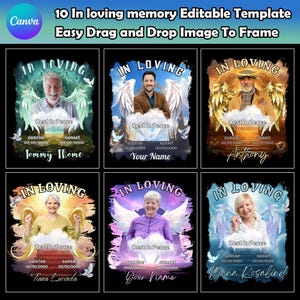 In Loving Memory Editable Canva Template Bundle, Funeral & Remembrance,Canva T-shirt Sublimation, Canva Memorial T-shirt, Heaven Angel Canva