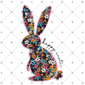 Floral Bunny PNG, Preppy Bunny Png, Bunny Flower Png, Retro Bunny Png, Easter Png, Bunny Coquette Bow Png, Girls Eeaster Png