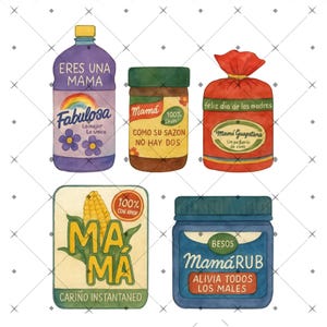 Pacote Mama Topper Multipack Png, Mãe Retro Png, Mama Png, Feliz Dia das Mães, Gif para Mãe, Pacote Mama Topper Multipack Png em Aquarela