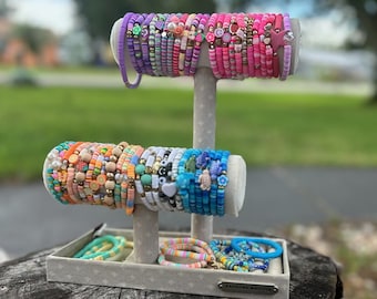 Colorful custom Heishi bead & charm bracelets