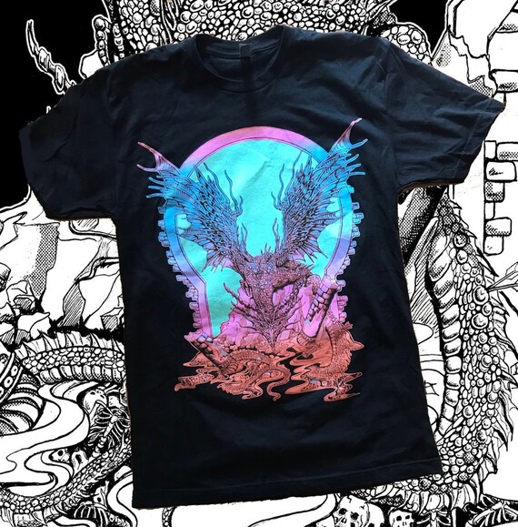 Eternal Dragon T Shirt 7 Color Screen Print On Unisex Black Etsy Eternal Dragon T Shirt 7 Color Screen Print On Unisex Black Etsy