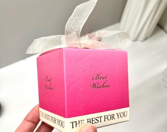 Personalized Hot Pink Floral Favor Box: Elegant Ribbon Gift Box (20 PCS)