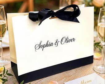 Elegant Ivory Gift Bags with Handles/ Ribbon: Wedding, Birthday, Party Favor Bags