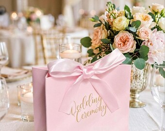 20 Pink Personalized Wedding Favor Bags with Ribbon