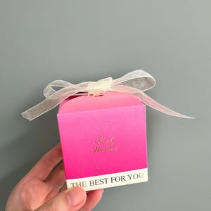 Personalized Hot Pink Floral Favor Box: Elegant Ribbon Gift Box (20 PCS)