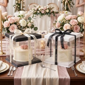 Clear PVC Tall Wedding Cake Box, 10 Inch Dessert Packaging (Custom Logo Available)