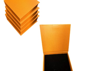 50 Orange Handmade Jewelry Boxes: Luxury Velvet Insert, Wholesale Packaging